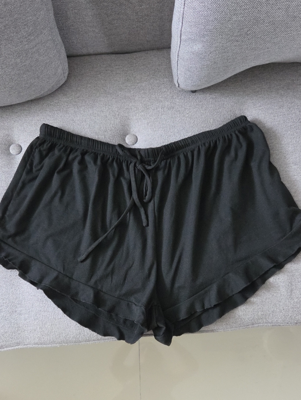 Women's Black Drawstring Lounge Shorts